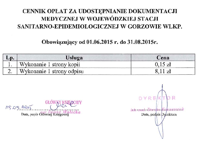 Cennik usług medycznych WSSE Cennik usług medycznych WSSE
